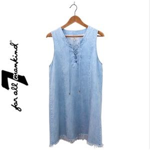 7 For All Mankind Frayed Denim Look Shift Dress